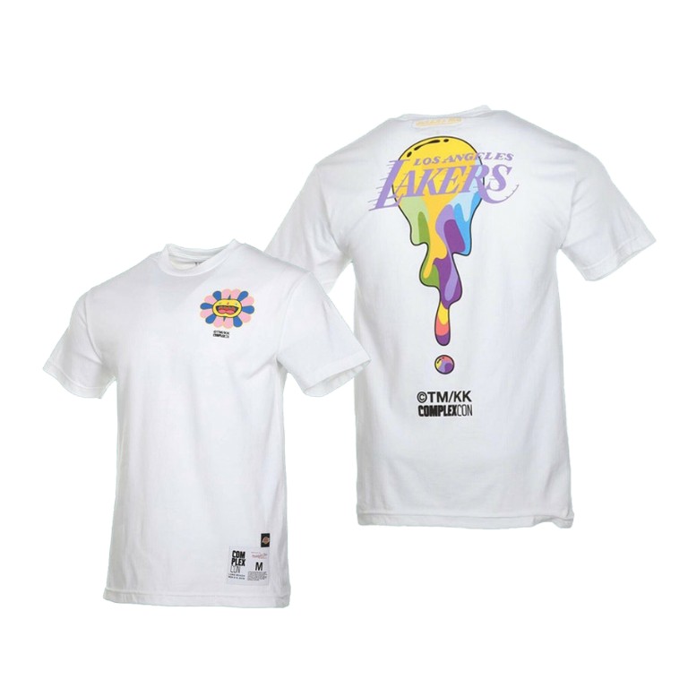 Men's Los Angeles Lakers NBA Takashi Murakami ComplexCon x Limited Caricature White Basketball T-Shirt RMM1583MI